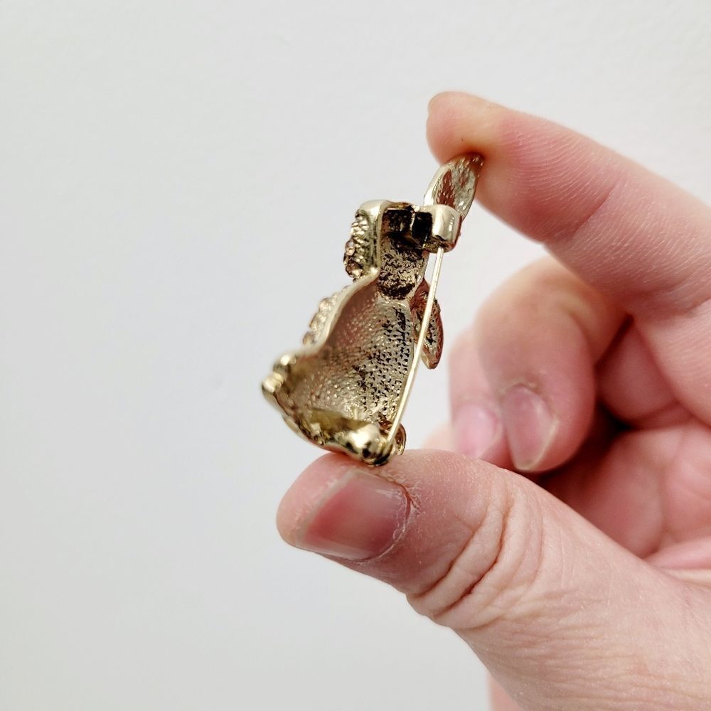 Brand New Gold Tone Rabbit Rhinestone Brooch Pin - Picture 5 of 6
